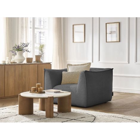 BOBOCHIC - Fauteuil GIORGIA velours côtelé Gris foncé (1/5)