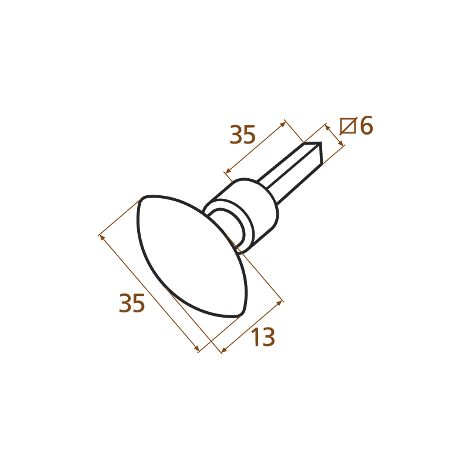 Bouton WC Castel C6x35 BRIONNE Rouillé - 1060900RO (1/2)