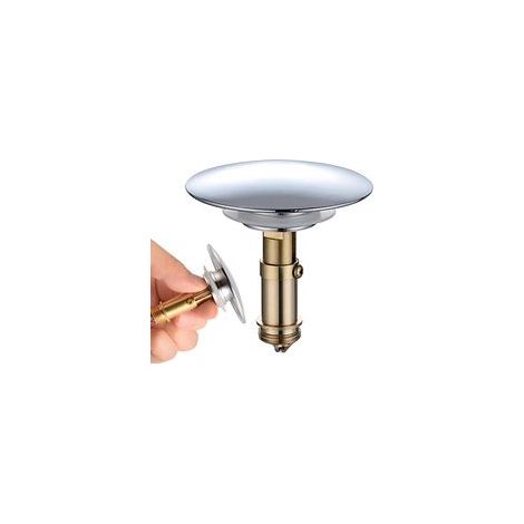 Bouchon de vidange pop-up en laiton chromé poli 66 mm, pour baignoire et lavabo – Installation facile, sans trop-plein–