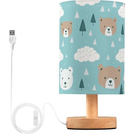 Kcldeci Lampe de chevet en forme tĂŞte d'ours mignonne turquoise (1/5)