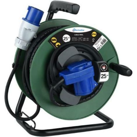 Electraline – Rallonge électrique enrouleur 25m – Prise tripolaire CEE – Protection IP44 – Câble H07RN-F 3G1,5mm² pour chantier et camping