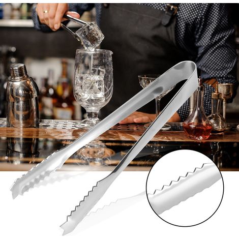 Pince à sucre en acier inoxydable brillant argent, idéale pour la pâtisserie et les desserts. (1/5)