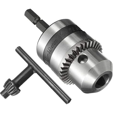 Portabrocas para taladro eléctrico con vástago hexagonal de 1,5-10 mm (1/4"), convertidor universal de portabrocas de 3/8-24UNF, adaptador de cambio rápido con llave para portabrocas. (1/4)