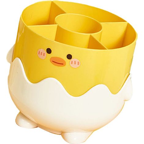 Petit pot de rangement pour pinceaux de maquillage Little Yellow Duck, en plastique compartimenté. (1/5)