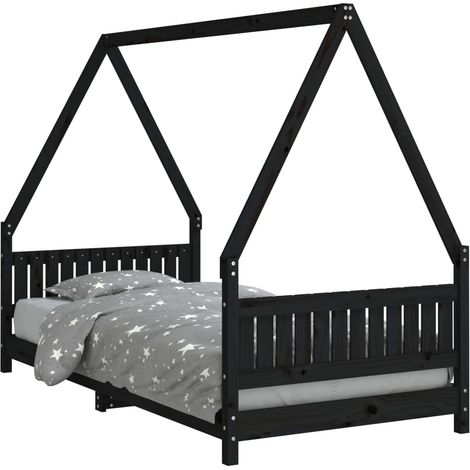 Estructura de cama para niños madera de pino negro 90x190 cm vidaXL