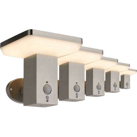 Pack de 5 - Applique Solaire LED Murale 4.4W IP44 Carré avec Détecteur Aluminium - SILUMEN (1/3)