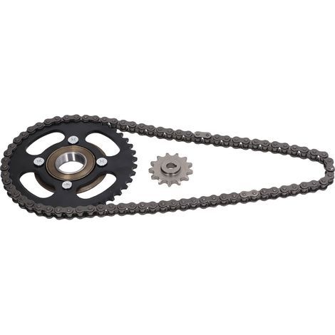 Kit chaîne et pignons moto 420 acier, 76 maillons, pignon avant 13 dents et pignon arrière 41 dents pour customisation et entretien motocyclette.