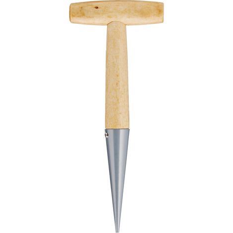Bulb Planter with Steel Tip 27cm - Hand Planter with Solid Wooden Handle - Gardening Tool for Adults, Brown (1/4)