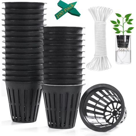 100 Vasi in rete da 5,1 cm con stoppino autoirrigante da 30,5 ， da interno ed esterno, in rete scanalata, resistenti ai raggi UV e senza BPA (1/5)