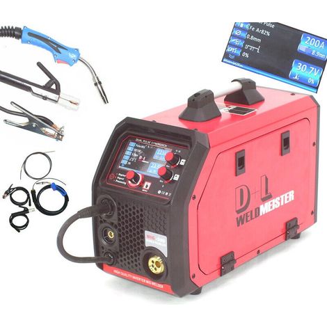 MIG/MAG Doppelpuls Schutzgas Schweißgerät 200 LCD synergische WIG MMA CuSi 13959 (1/5)