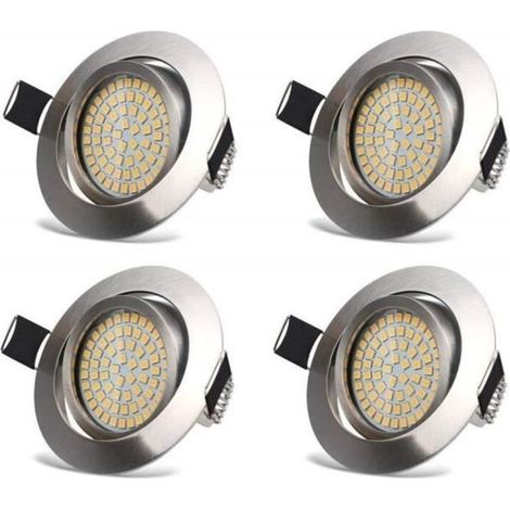 3.5W Ultraslim Recessed Adjustable LED Spotlights, Round Ceiling Light, Warm White, 75-80mm Ceiling Cutout (Pack of 4) (1/4)