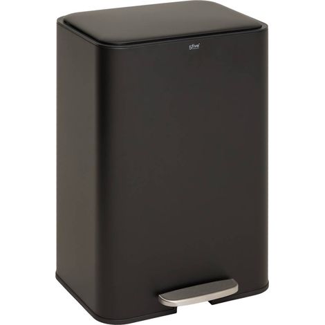 Cubo de basura rectangular con pedal delta, 50 litros, negro - 5five (1/5)