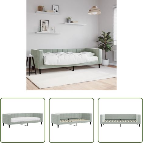 vidaXL Sofa mit Matratze - Tagesbett mit Matratze Hellgrau 80x200 cm Samt (1/5)