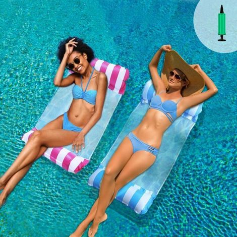 2er-Set Pool-Hängematten, aufblasbare Poolmatratzen, 4-in-1 schwimmende, neigbare Hängematte, Wasserhängematte, aufblasbare Bojen und Matratzen, aufblasbares Poolzubehör, Sommer (1/4)