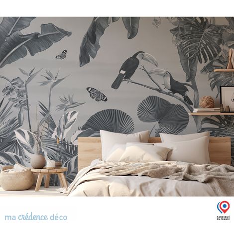 Papier peint : Jungle et toucans - Intissé - L.300 x H.280 cm - Marron clair (1/3)