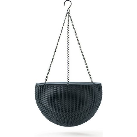 Keter Hängeblumentopf aus Rattan, 8,6 l – Graphit – KT 92 4499