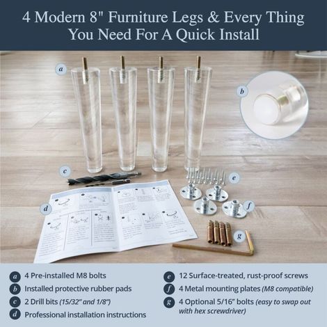 Pieds de Meuble en Acrylique Transparent pour Canapé et Table Basse - 50x120 mm (Lot de 4) (1/5)