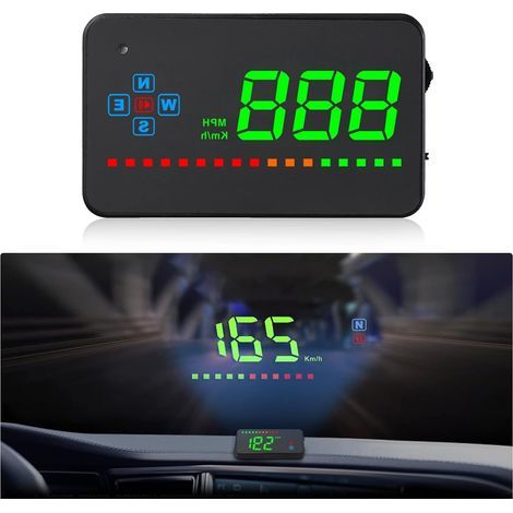Automatisches Head-up-Display (HUD) mit GPS für Pkw und Lkw, LED-Windschutzscheibenprojektor, reflektierende HUD-Folie, GPS-Drehzahlmesser, Plug & Play (1/5)