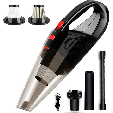 Aspirateur de voiture portable : aspirateur portatif, mini aspirateur sans fil avec kit haute puissance pour le nettoyage et l’entretien de l’intérieur de la voiture (noir) (1/5)