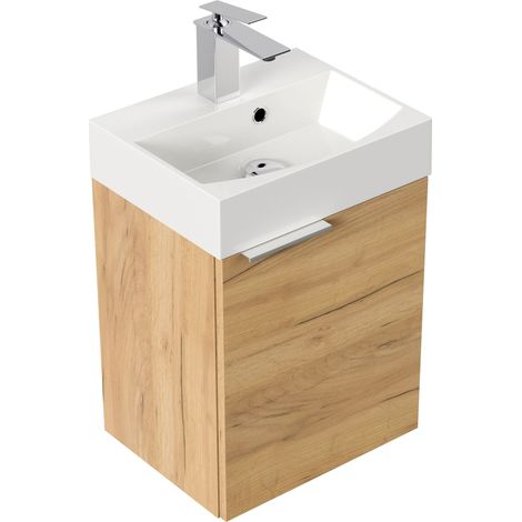 Gäste WC Badmöbel Kubus Slimline 40cm SoftClose eiche gold