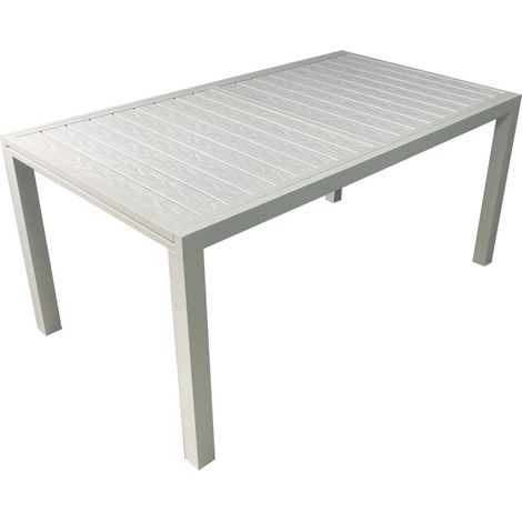 Tavolo rettangolare allungabile in alluminio con piano effetto legno 160/240x90 h. 75 cm colore bianco