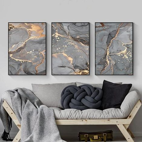 Wandbilder Leinwand Abstrakte Marmor Textur 3PCS-30x40cm Marmoriert 3 (1/5)