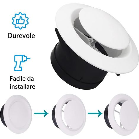 Couvercle pour conduits de ventilation, diffuseur au plafond, soupape d'alimentation d'échappement, prise d'air anémosté, couvercle pour tuyau de ventilation, 75 mm