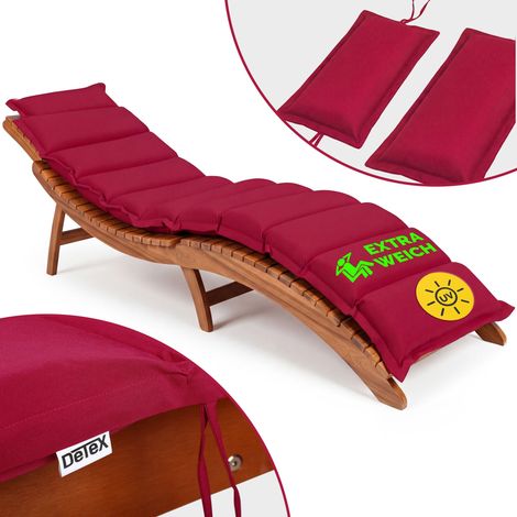 Detex Colchoneta para Tumbona 183x56x7cm Almohada Apoyacabeza Tumbonas Estándar Exterior Cojín Almohada Rojo