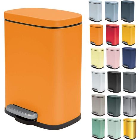 Spirella - Cestino per Bagno a Pedale Modello Akira - Acciaio Inossidabile di Alta Qualità - Chiusura Silenziosa Easy-Close - Arancione Opaco - 5L - Accessori per il bagno (1/5)