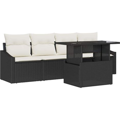 Maison Exclusive - Garten-Sofa-Set mit Speicher 5 pcs Schwarz Pol