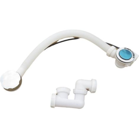 Ensemble complet vidage de baignoire Blanc Empattement 48 avec tube télescopique (1/3)