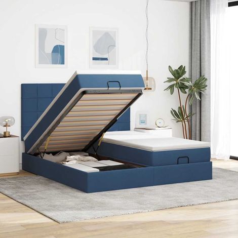 Ottoman-Bett mit Matratzen Blau 200x200 cm Stoff (1/5)