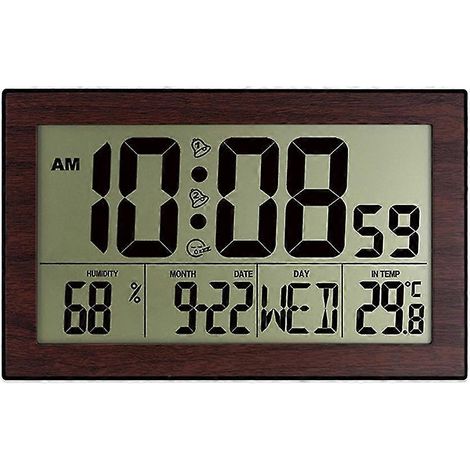 Digitale Wanduhr, Zahl, Zeit, Temperatur, Kalender, Alarm, Tisch, Schreibtischuhren, Design, Büro, Zuhause, dunkel (1/5)