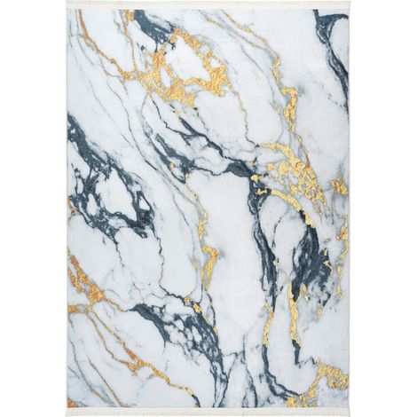 Tapis salon et chambre 120x160 or rectangle tissé motif abstrait PERY