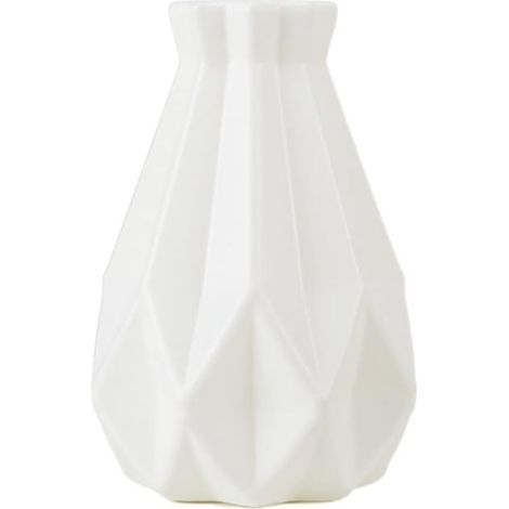 Geometrische Keramikvase, schlichte und bruchsichere Vase für die Inneneinrichtung (Couchtisch) – Weiß