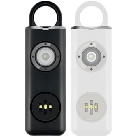 Safe Sound Alarme personnelle, sirène puissante 130 dB avec lumière LED stroboscopique SOS, mousqueton, câble de charge, sirène de sécurité sonore pour femmes, hommes, enfants, personnes âgées (blanc) (1/5)