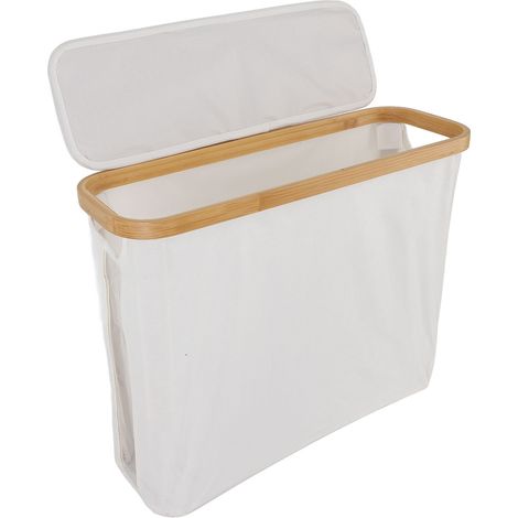 Panier papier toilette avec couvercle oxford tissu visuel pliable résistant à l'eau anti-poussière gain de place organisateur de toilettes accessoires beige (1/4)