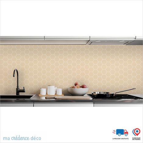 Crédence : Hexagones 2 - Couleur Beige ivoire - Alu composite - 120 - 60 (1/3)