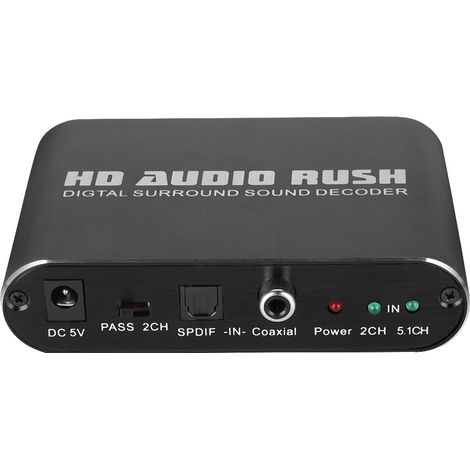 5.1 Décodeur de signal à fibre optique Décodeur audio Sortie coaxiale RCA (100‑240V) (1/5)