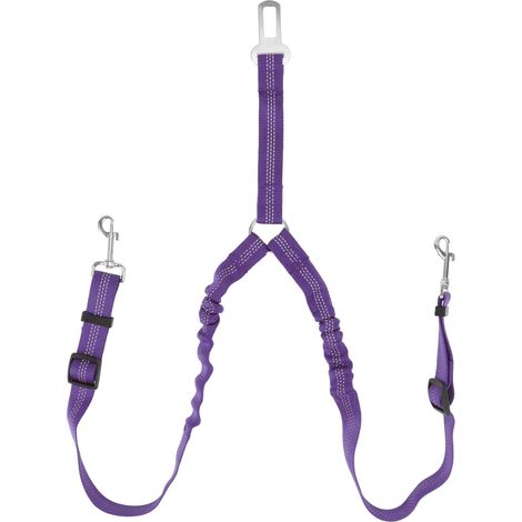 Double Dog Seat Belt for Car Headrest, Purple (1/5)