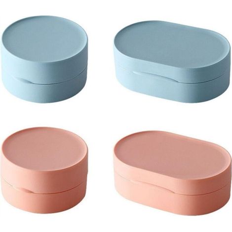 ALLIANDISEnsemble porte-savon quatre pièces, boîte à savon créative et simple, boîte à souvenirs multifonctionnelle, petite boîte à savon, boîte à savon de voyage pratique, boîte à savon en plastique.