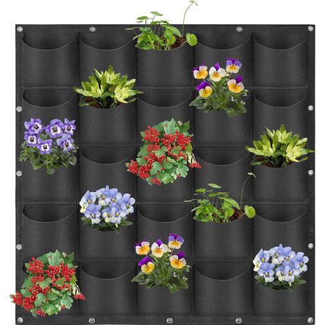 Sacs de culture suspendus à 25 poches, sacs de rangement pour plantes (1 m × 1 m, noir) (1/5)