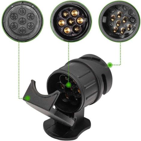 Adaptateur 13 Broches vers 7 Broches pour Remorque Prise 13 Broches pour Remorque de Voiture-Tracteur-Caravane-Porte-Vélo (1/3)