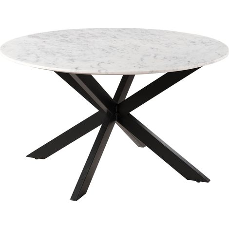 Tavolino da salotto in marmo bianco - gambe incrociate in ferro nero 137x137 BARCELONA 317