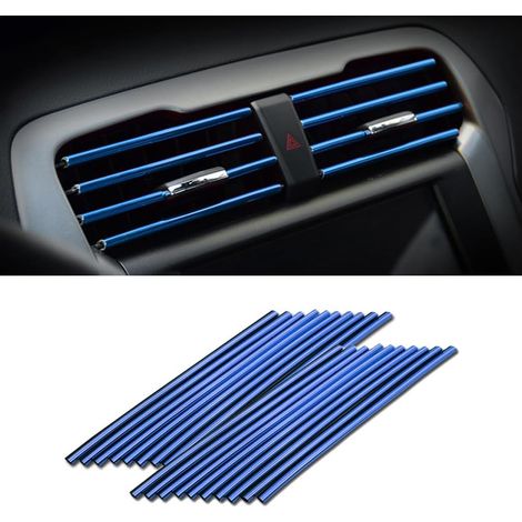 20 PCS Bande Décorative pour Climatiseur de Voiture, Accessoires intérieurs de voiture, Multicolore Bande décorative pour la plupart des bouches d'aération (Bleu) (1/5)