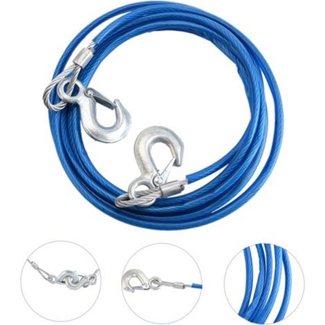 Trade Shop - Abschleppseil aus Stahl mit Haken für Auto, Transporter, Notfall, 5000 kg, 3,5 m - (1/2)