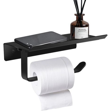 Porte-Papier Toilette Support Mural，Porte Rouleau Papier Toilette，Support Papier Toilette Mural Aluminium avec étagères Spacieuses，pour Toilettes et Cuisines，Salle de Bain，Rangement