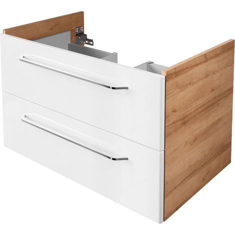 FACKELMANN Milano Waschtischunterschrank 80cm - Weiß Hochglanz - (1/5)
