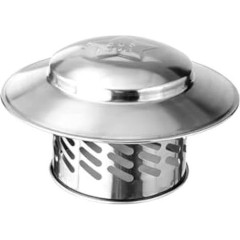 Chapeau de cheminée en acier inoxydable avec protection contre la pluie et capot d'évacuation pour tuyaux de toit et conduits de cheminée (80 mm) (1/3)