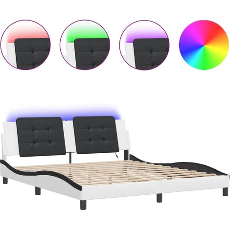 Maison Exclusive - Giroletto con LED senza Materasso Zadar Bianco e Nero 180x200 cm (1/5)
